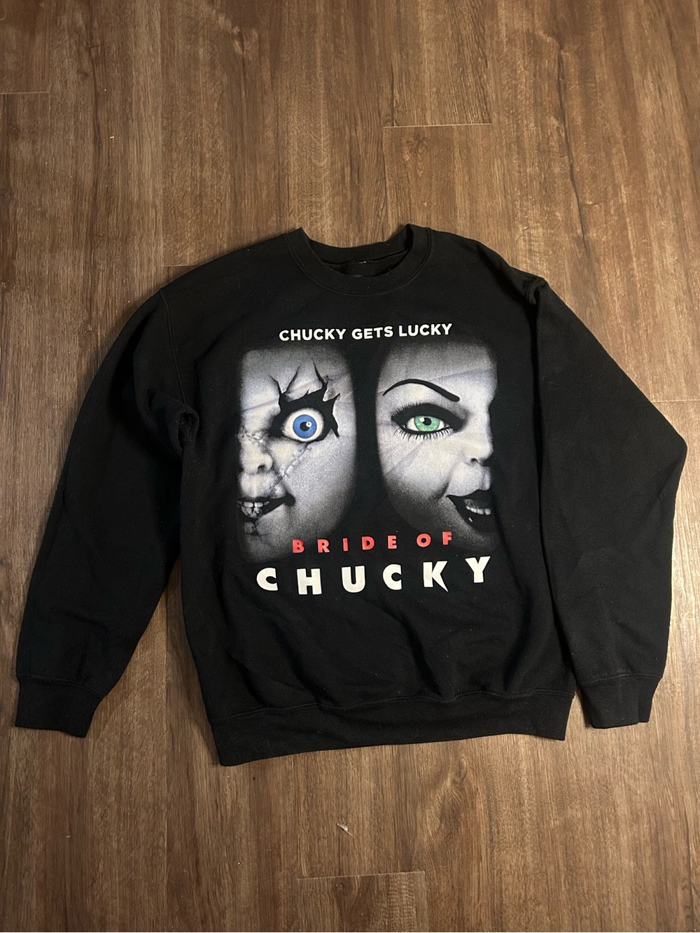 Bride of Chucky Black Graphic Crewneck Sweatshirt